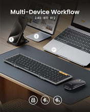 Load image into Gallery viewer, ProtoArc Foldable Keyboard and Mouse, XKM01 Folding Bluetooth Keyboard Mouse Combo for Business and Travel, 2.4G+Dual Bluetooth Full-Size Portable Keyboard for Laptop iPads Tablets - Black Gray