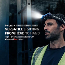 Load image into Gallery viewer, OLIGHT Perun 3 Rechargeable Headlamp Flashlight, 3000 Lumens LED Headlight with Red Light, Waterproof Head Lamp with Headband for Outdoor Camping, Hiking, Working (Midnight Blue)