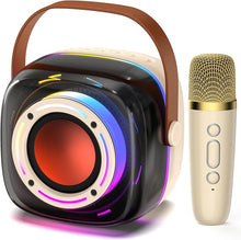Load image into Gallery viewer, Karaoke Machine with 1 Wireless Mircophone for Adults Kids, Portable Bluetooth Karaoke Speaker with 3.5" Full-Range Speaker and Colorful LED Lights, Support USB/TF Card/AUX (Cool Beige)