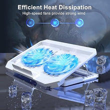 Load image into Gallery viewer, Laptop Cooling Pad with Adjustable Height Two 5.1 Inches Fan 2 USB Ports Suitable for 12"-15.6" Laptops?White?