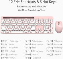 Load image into Gallery viewer, LeadsaiL Wireless Keyboard and Mouse Combo, Full-Sized Ergonomic Computer Keyboard with Phone Tablet Holder, 2.4GHz Silent Cordless Keyboard Mouse Set for Windows Laptop, PC, Desktop - Pink
