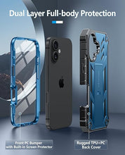 Load image into Gallery viewer, FNTCASE for iPhone 16 Phone Case: for iPhone 16 case with Kickstand Shockproof Military Grade Protective Cover - Dual Layer Full Protection Sturdy Matte Textured Drop Proof - 6.1 Inch Blue