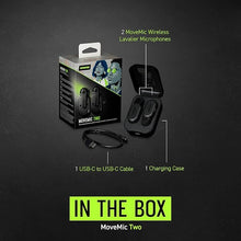 Load image into Gallery viewer, Shure MoveMic Two - Pro Direct to Phone Wireless Lavalier Microphones for iPhone & Android, 2 Bluetooth Mini Mics, 24 Hours Charge, Quick Set Up, IPX4, Compact & Portable Clip Lavs (MV-Two-Z7)