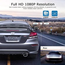 Load image into Gallery viewer, Dash Cam Front and Rear 1080P Full HD Dual Dash Camera in Car Camera Dashboard Camera Dashcam for Cars 170 Wide Angle with 3.0" LCD Display Night Vision and G-Sensor?2024?