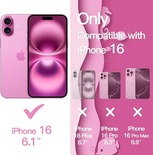 Load image into Gallery viewer, JETech Wavy Case for iPhone 16 6.1-Inch, Cute Wave Frame Curly Shape Shockproof Phone Cover for Women and Girls, Clear Hard PC Back (Light Pink)