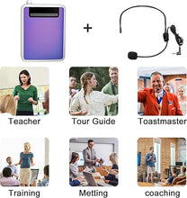 Load image into Gallery viewer, Voice Amplifier?Professional Mini Portable lotmusic Microphone Amplifier Speaker Rechargeable Wired Microphone Headset, Personal for Teacher Classroom Outdoor Meeting Tour Guides (Purple)