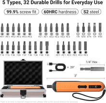 Load image into Gallery viewer, 4V Cordless Screwdriver Kit Electric Screwdriver Set with Aluminium Storage Box 32 Piece Bit Set Smart Stop Technology LED Light 3 Torque Settings 1/4''Hex