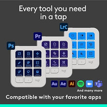 Load image into Gallery viewer, Logitech MX Creative Console - 9 Customizable LCD Keys, Control Dial for Graphic Design, Video Editing, Control Adobe, Zoom, Spotify and more - Pale Grey, With 3-months Adobe Creative Cloud membership