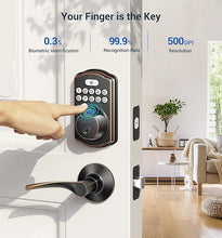 Load image into Gallery viewer, Veise Fingerprint Door Lock, Keyless Entry Door Lock, Electronic Keypad Deadbolt, Biometric Smart Locks for Front Door, Auto Lock, Anti-Peeking Password, Easy Install, Oil Rubbed Bronze