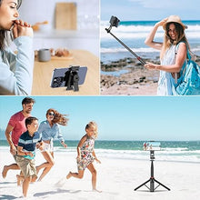 Load image into Gallery viewer, 51”Selfie Stick Tripod, Aluminum Alloy Integrated Smartphone Tripod Stand with Wireless Remote Control Portable Retractable Cell Phone Tripod for iPhone/Samsung/GoPro/Android Phone
