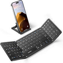 Load image into Gallery viewer, Foldable Bluetooth Keyboard with Numeric Keypad, Samsers Full-Size Wireless Folding Keyboard with PU Leather, Portable Travel Keyboard for iOS Android Windows Mac OS, Support 3 Device(BT5.1 x 3)-Black