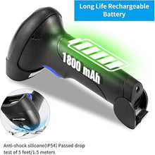 Load image into Gallery viewer, Wireless 1D 2D Barcode Scanner with Stand, NetumScan Portable Automatic QR Code Scanner Supports Screen Scan Handheld CMOS Image Bar Code Reader with USB Receiver for Warehouse POS and Computer