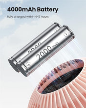 Load image into Gallery viewer, Gaiatop Baby Stroller Fan, 4000mAh Oscillating Mini Portable Fan with Light, 4 Speeds Battery Operated Small Handheld Desk Fan, 360° Rotate Flexible Tripod Clip On Fan for Car Seat Crib Travel Pink