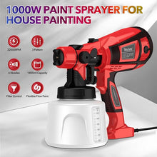 Load image into Gallery viewer, 1000W Paint Sprayer for House Painting 32000RPM Spray Paint Gun with Adjustable 3 Patterns, 1400ml High Capacity Electric Spray Gun with 6 Nozzles Goggles for Fence Furniture Cabinets Home