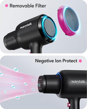 Load image into Gallery viewer, Wavytalk Professional Hair Dryer with Diffuser, 1875W Blow Dryer Ionic Hair Dryer for Women with Constant Temperature, Hair Dryer with Ceramic Technology Fasting Drying Light and Quiet, Black