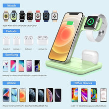 Load image into Gallery viewer, WAITIEE Wireless Charger 3 in 1, 15W Fast Charging Station for Apple Watch 10/9/8/Ultra 2/Ultra/SE/7/6/5/4/3/2, for AirPods 3/2/1/Pro for iPhone 16/15/14/13 /Plus/Pro/Pro Max/12/11(Green)