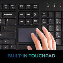 Load image into Gallery viewer, Adesso WKB-4400UB Wireless Desktop Touchpad Keyboard - 2.4GHz RF Wireless Technology, 104-Key Layout, Built-in Trackpad, Multimedia and Internet Hotkeys