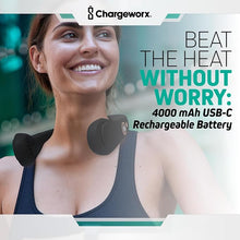 Load image into Gallery viewer, Portable Neck Fan Rechargeable USB, 5 Adjustable Modes, 4000 mAh Battery, 4-6 Hour Battery, Bladeless Fan Design, LCD Screen, Super Quiet Fan, 360° Coverage (Black)