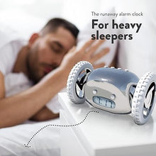 Load image into Gallery viewer, CLOCKY Extra Super Loud Alarm Clock for Heavy Sleepers Adults Kids Teens Bedroom, Move Jump Roll Run Away Easy to Set Smart Digital Mirror Alarm Clock on Wheels -Funny Gag Gift (Chrome)