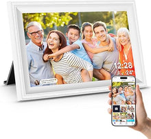 Load image into Gallery viewer, Smart White Digital Picture Frame WiFi Send Photos from Your Phone 16GB Storage 10.1inch 1280x800 IPS Touch Screen Digital Photo Frame Auto-Rotate Wall Mountable Photo Picture Frame Digital