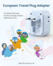 Load image into Gallery viewer, European Travel Plug Adapter, LENCENT International Type-C Foldable Power Plug with 4 Outlets, USB C Charger Adaptor, US to Most of Europe EU Iceland Spain Italy France Germany, Cruise Approved, Blue