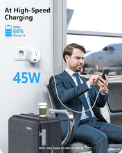 Load image into Gallery viewer, LENCENT European Travel Plug Adapter, PD 45W Type C Foldable Power Plug with 4 Outlet, USB Fast Charger Adaptor, Travel Essentials for US to Most of Europe EU Spain Italy France, Cruise Ship Approved