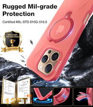 Load image into Gallery viewer, TORRAS Upgraded 360°Spin Magnetic Stand for iPhone 16 Pro Case, Fit for MagSafe, Built-in Kickstand & Ring Holder, Mil-Grade Protective Soft Edge Slim Case for iPhone 16 Pro, Coral Pink, 6.3''