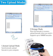 Load image into Gallery viewer, WoneNice Barcode Scanner Wireless 2-in-1 (2.4Ghz Wireless+USB 2.0 Wired) Handheld Bar Code Scanner Reader (Blue)