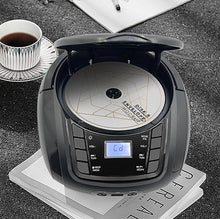 Load image into Gallery viewer, LONPOO CD Player Portable Boombox with FM Radio/USB/Bluetooth/AUX Input and Earphone Jack Output, Stereo Sound Speaker & Audio Player,Black