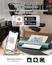 Load image into Gallery viewer, Phomemo Bluetooth Tattoo Stencil Printer, Inkless Tattoo Printer Machine with 10 Pcs Tattoo Transfer Paper & 1 Storage Case, Compatible for Phone, Tablet ? PC, Gift for Tattoo Artisits, Frost Green