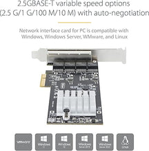 Load image into Gallery viewer, StarTech.com 4-Port 2.5Gbps NBASE-T PCIe Network Card, Intel I225-V, Quad-Port Computer Network Card, Multi-Gigabit NIC, PCI Express Server LAN Card, Desktop Ethernet Interface (PR42GI-NETWORK-CARD)