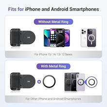 Load image into Gallery viewer, JJC Magnetic Phone Camera Grip Handle with Wireless Shutter Remote, Magsafe Camera Handle Bluetooth Bracket for iPhone Android Smartphone with 1/4” Tripod Screw for Video Photo Shooting (Black)