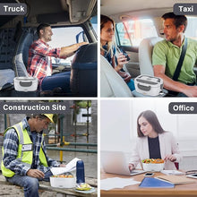 Load image into Gallery viewer, Vabaso Electric Lunch Box Food Heater, 80W Electric Heating Lunch Boxes Lunch for Car/Men/Adults/Home/Work, 1.5L Removable 304 Stainless Steel Container, 110V/12V/24V, with Fork & Spoon