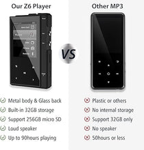 Load image into Gallery viewer, 96GB MP3 Player with Bluetooth 5.0, Phinistec Z6 Digital Audio Player with Loud Speaker, 2.4'' IPS Super Battery Life Music Player with FM Radio, E-Book, Music Alarm Support up to 256GB