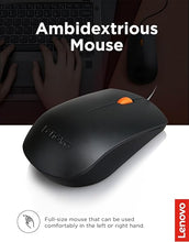 Load image into Gallery viewer, Lenovo 300 USB Combo, Full-Size Wired Keyboard & Mouse, Ergonomic, Left or Right Hand Mouse, Optical Mouse, GX30M39606, Black