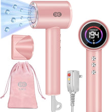 Load image into Gallery viewer, CIICII Negative Ionic Hair Dryer Professional, 120000RPM High Speed Blow Dryer (1600W Brushless/ 3-Speed/ 4-Temp & HD Display & Portable Bag) Fast Drying Hairdryer for Home, Travel & Salon (Pink)