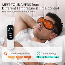 Load image into Gallery viewer, YFONG Heated Eye Mask for Dry Eyes, Sinus, Migraine, Stye, USB Wired Eye Care Mask with Heat - 3 Temperature & 4 Time Control, Sleep Mask Relax Eye Strain, Puffy, MGD, Warm Compress for Eyes (Black)