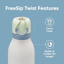 Load image into Gallery viewer, Owala FreeSip Twist Insulated Stainless Steel Water Bottle with Straw for Sports and Travel, BPA-Free, 24-oz, Green/White (Iced Breeze)