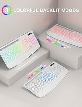 Load image into Gallery viewer, Wireless Keyboard and Mouse Combo, 9 Backlit Effects, Wrist Rest, Phone Holder, 2.4G Lag-Free Ergonomic Keyboards, Rechargeable Silent Cordless Set for Computer, Laptop, Mac, Windows -SABLUTE?White?