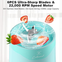 Load image into Gallery viewer, COKUNST 18oz Portable Blender, USB Rechargeable Personal Size Blenders, Smoothie Blender with 6 Blades for Protein & Shakes, Mini juicer with Extra Handle Lid for Travel Sports Outgoing