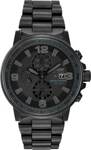 Load image into Gallery viewer, Citizen Men's Eco-Drive Weekender Nighthawk Chronograph Watch in Black IP Stainless Steel, Black Dial (Model: CA0295-58E)
