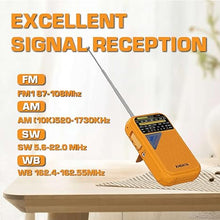Load image into Gallery viewer, D221 NOAA Weather Radio Portable AM FM Shortwave Radio Receiver, 2 AA Battery Operated, Transistor Radio with Excellent Reception for Emergency, Hurricane, Gift, Walking and Home (Orange)