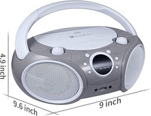 Load image into Gallery viewer, SINGING WOOD 030BTL CD/CD-R/CD-RW Boombox Portable/w Bluetooth, USB, AM/FM Radio, AUX-Input, Headset Jack, Foldable Carrying Handle and LED Light (Space Grey)