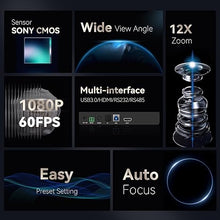 Load image into Gallery viewer, Tenveo 12X Optical Zoom PTZ Conference Room Camera USB3.0/HDMI 90° Wide View Angle, FHD 1080P 60FPS for Video Conferencing Business Meeting Church Services Worship Skype Zoom Teams OBS