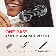 Load image into Gallery viewer, Hair Straightener Brush, TYMO Ring Hair Straightener Comb Straightening Brush for Women with 5 Temps 20s Fast Heating & Dual Voltage, Gold