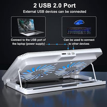 Load image into Gallery viewer, Laptop Cooling Pad with Adjustable Height Two 5.1 Inches Fan 2 USB Ports Suitable for 12"-15.6" Laptops?White?