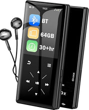 Load image into Gallery viewer, 64GB Bluetooth MP3 Player - 2.4" Screen Portable HiFi Mp3 Player with Built-in Speaker, MP3 Music Player with Voice Recorder, FM Radio, Touch Buttons,Support up to 256GB SD Card