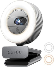 Load image into Gallery viewer, GUSGU G910 2K Quad HD Webcam for PC, with Microphone & Light & Privacy Cover, Web Camera for Desktop Computer/Laptop/MacBook, USB Streaming Camera