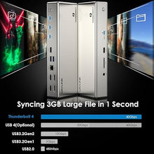 Load image into Gallery viewer, WAVLINK Thunderbolt 4 Dock with 100W Charging, Displaylink Docking Station Quad 4K@60Hz Monitors,3 Thunderbolt 4 Ports, 2.5G Ethernet, USB C Docking Station for Mac and PC,Displaylink Driver Required