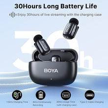 Load image into Gallery viewer, BOYA Mini Wireless Lavalier Microphone for Android/Tablets/PC with USB C Plug,Noise Reduction,30H Battery Life with Charging Case,AI Voice Changer,Lapel Microphone Wireless for Video Recording Podcast